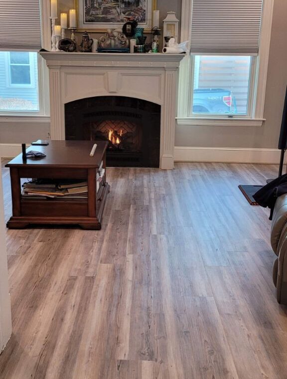 Laminate flooring installation in Massachusetts home