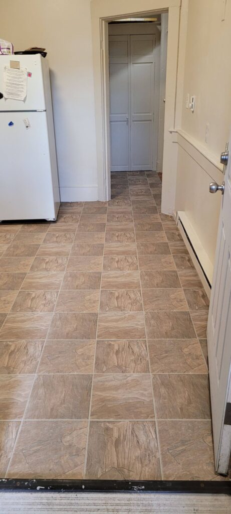 Sheet vinyl flooring installed in Massachusetts home
